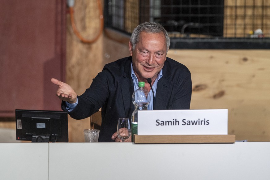 Der Investor Samih Sawiris anlaesslich einer Bevoelkerungsinformation der Isen AG von Investor Samih Sawiris zum Projekt Marina in Isleten am Urnersee im Kanton Uri, am Mittwoch, 6. April 2022, in See ...
