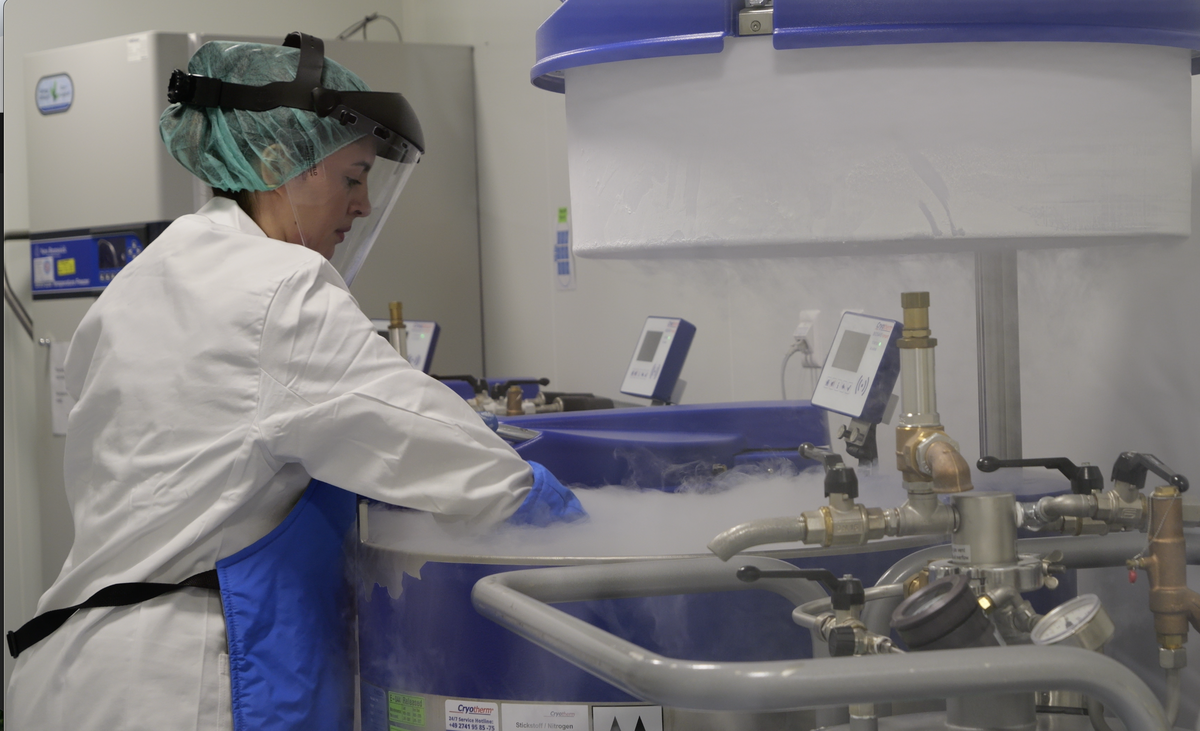 In der Biobank werden die Hautzellen der in Stickstoff-Tanks bei minus 160 Grad Celsius gelagert.