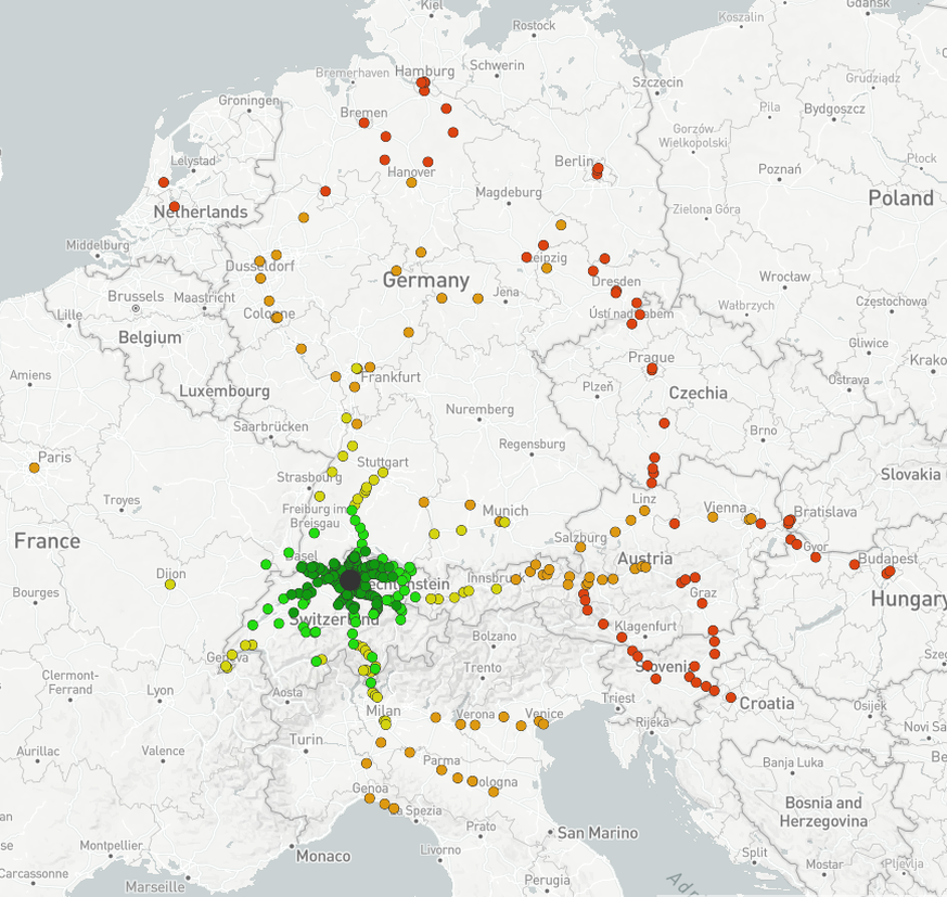 Direkte Verbindungen ab Zürich