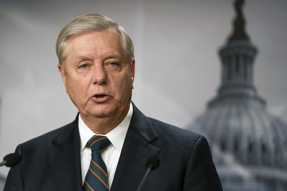 Sen. Lindsey Graham, R-S.C., speaks to reporters during a news conference at the Capitol, Thursday, Jan. 7, 2021, in Washington. Graham said Thursday that the president must accept his own role in the ...