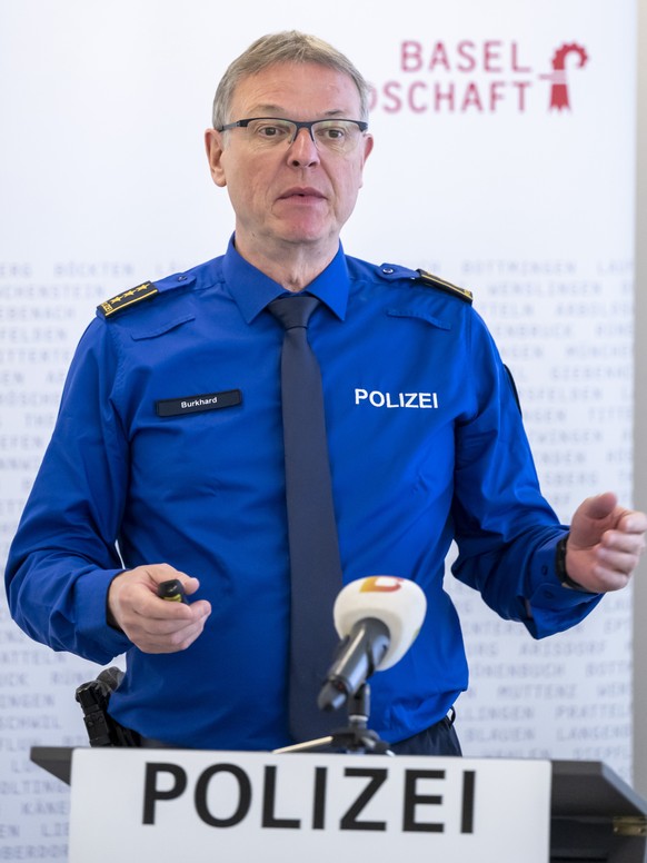 Mark Burkhard, Kommandant der Polizei Basel Landschaft, an einer Medienkonferenz zur Polizeilichen Kriminalstatistik sowie zur Verkehrsunfallstatistik des Kantons Basel-Landschaft, in Liestal, am Frei ...