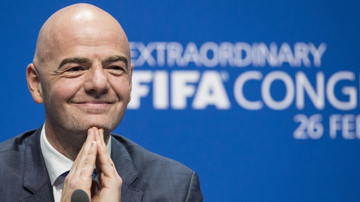 Swiss Gianni Infantino, new FIFA President, smiles during the press conference after being elected, at the Extraordinary FIFA Congress 2016 held at the Hallenstadion in Zurich, Switzerland, 26 Februar ...