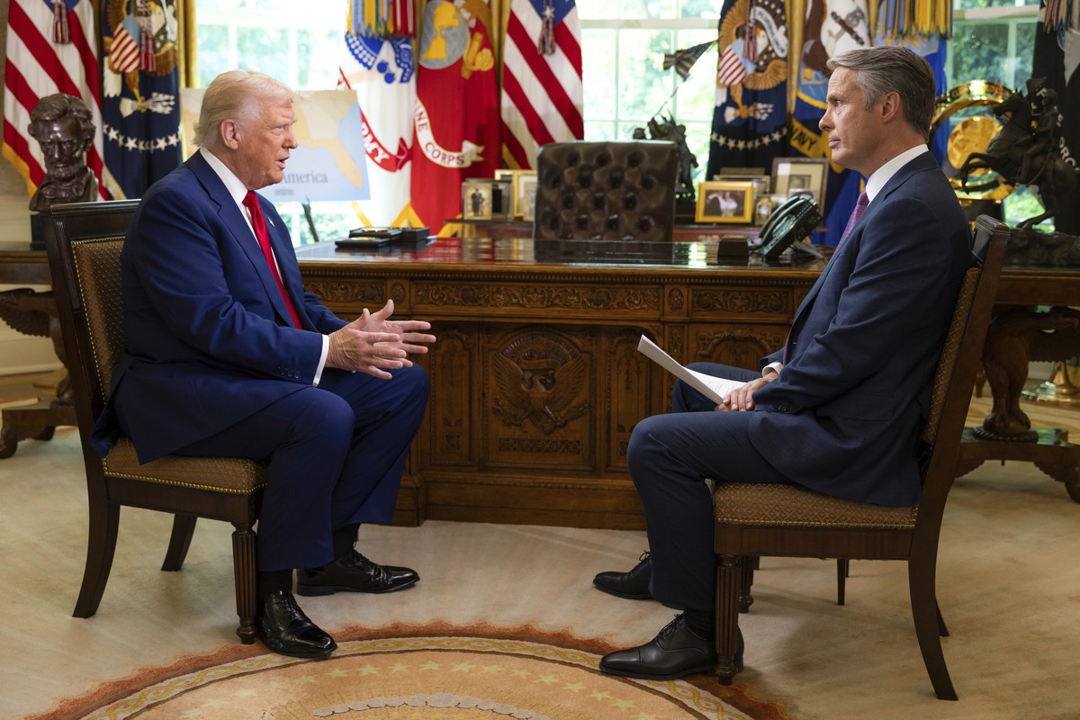 This image provided by ABC shows President Donald J. Trump sitting down with Anchor and Senior National Correspondent Terry Moran for an interview marking his first 100 days in office, Tuesday, April  ...
