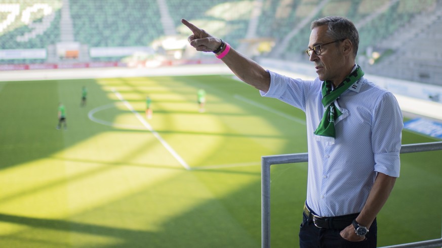 St. Gallens Praesident Matthias Hueppi vor dem Fussball Super League Spiel zwischen dem FC St. Gallen und dem FC Zuerich, am Donnerstag, 25. Juni 2020, im Kybunpark in St. Gallen. (KEYSTONE/Gian Ehren ...