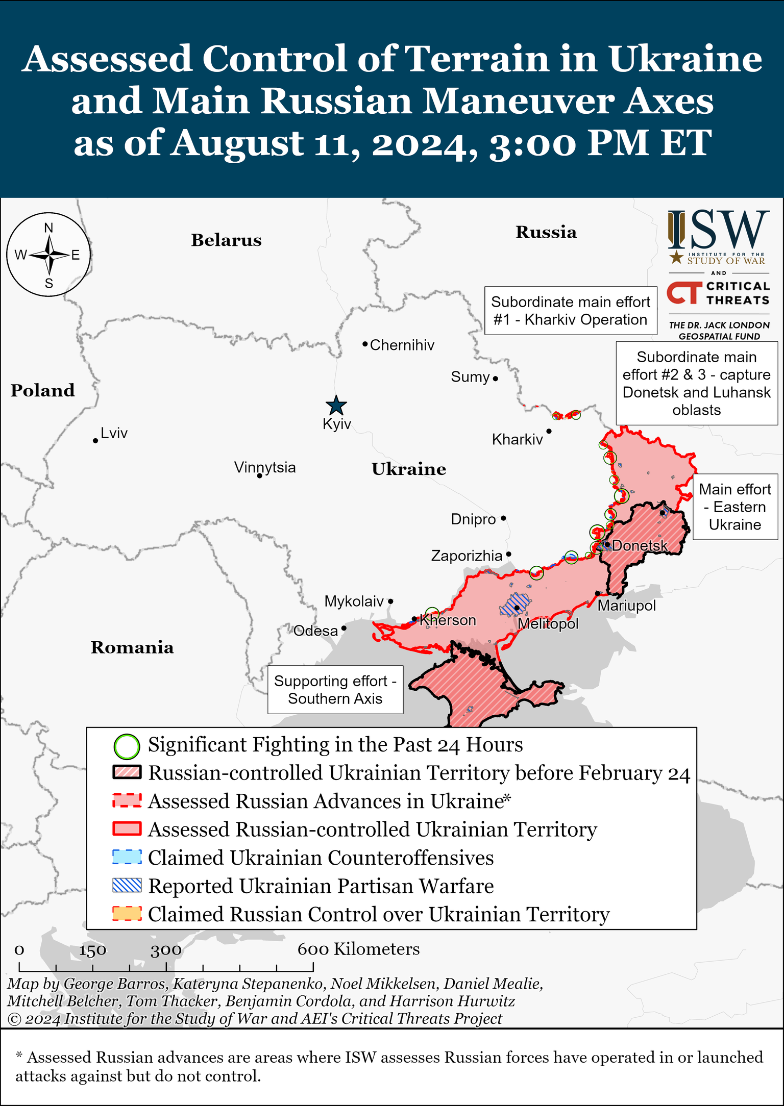 Frontverlauf in der Ukraine am 11. August 2024.
https://understandingwar.org/sites/default/files/DraftUkraineCoT%20August%2011%2C%202024.png