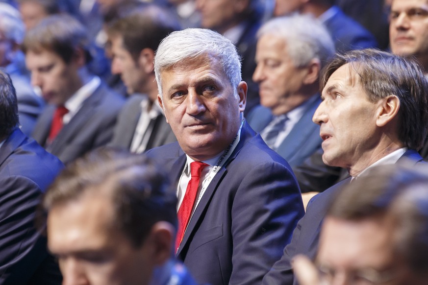 Vladimir Petkovic, head coach of Switzerland national soccer team, attends the soccer UEFA Nations League draw, at the SwissTech Convention Center, in Lausanne, Switzerland, Wednesday, January 24, 201 ...