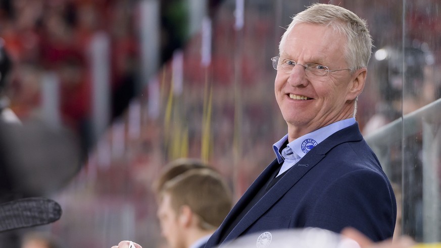 SC Bern Cheftrainer Kari Jalonen, fotografiert im zweiten Eishockey Playoff-Halbfinalspiel der National League zwischen dem EHC Biel und dem SC Bern, am Donnerstag, 28. Maerz 2019, in der Tissot Arena ...