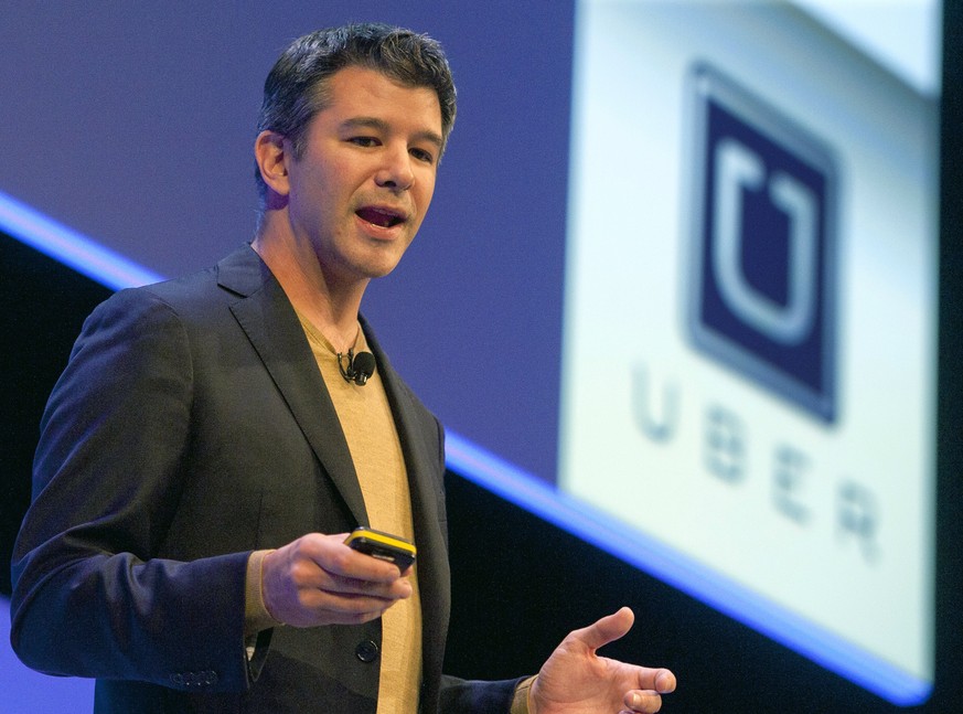 epa06040302 (FILE) Travis Kalanick, founder and CEO of Uber, delivers a speech at the Institute of Directors Convention at the Royal Albert Hall, Central London, Britain, 03 October 2014 (reissued 21  ...