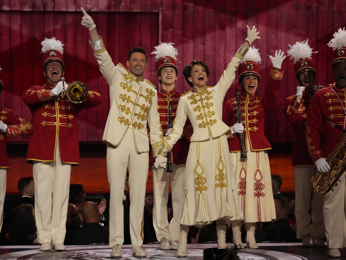 Syndication: USA TODAY, Hugh Jackman and Sutton Foster and the cast of The Music Man perform 76 Trombones . Xxx Tonys2022 20165488 Dcb Jpg E Ent Usa Ny, 12.06.2022 21:05:30, 18527453, Hugh Jackman, US ...