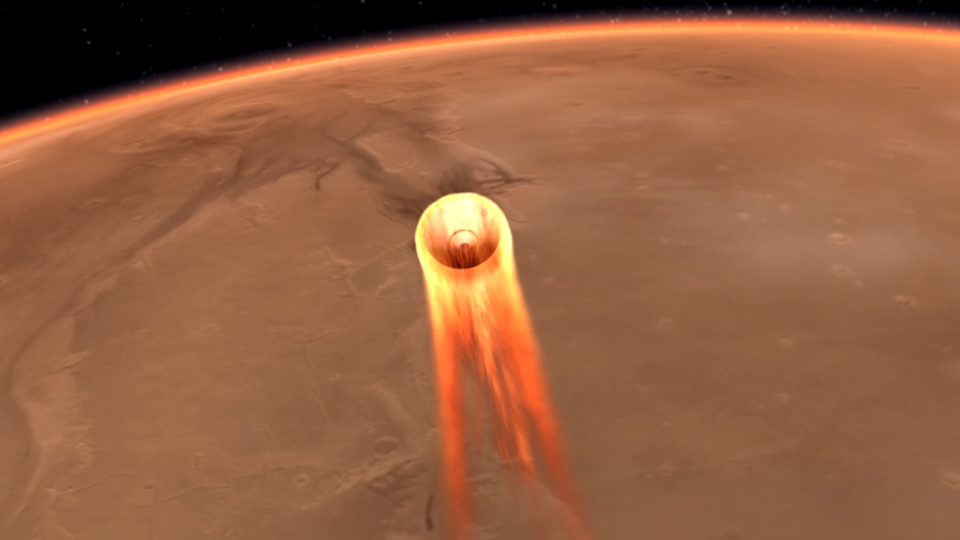Entry, descent, and landing (EDL) begins when the spacecraft reaches the Martian atmosphere, about 80 miles (about 128 kilometers) above the surface, and ends with the lander safe and sound on the sur ...