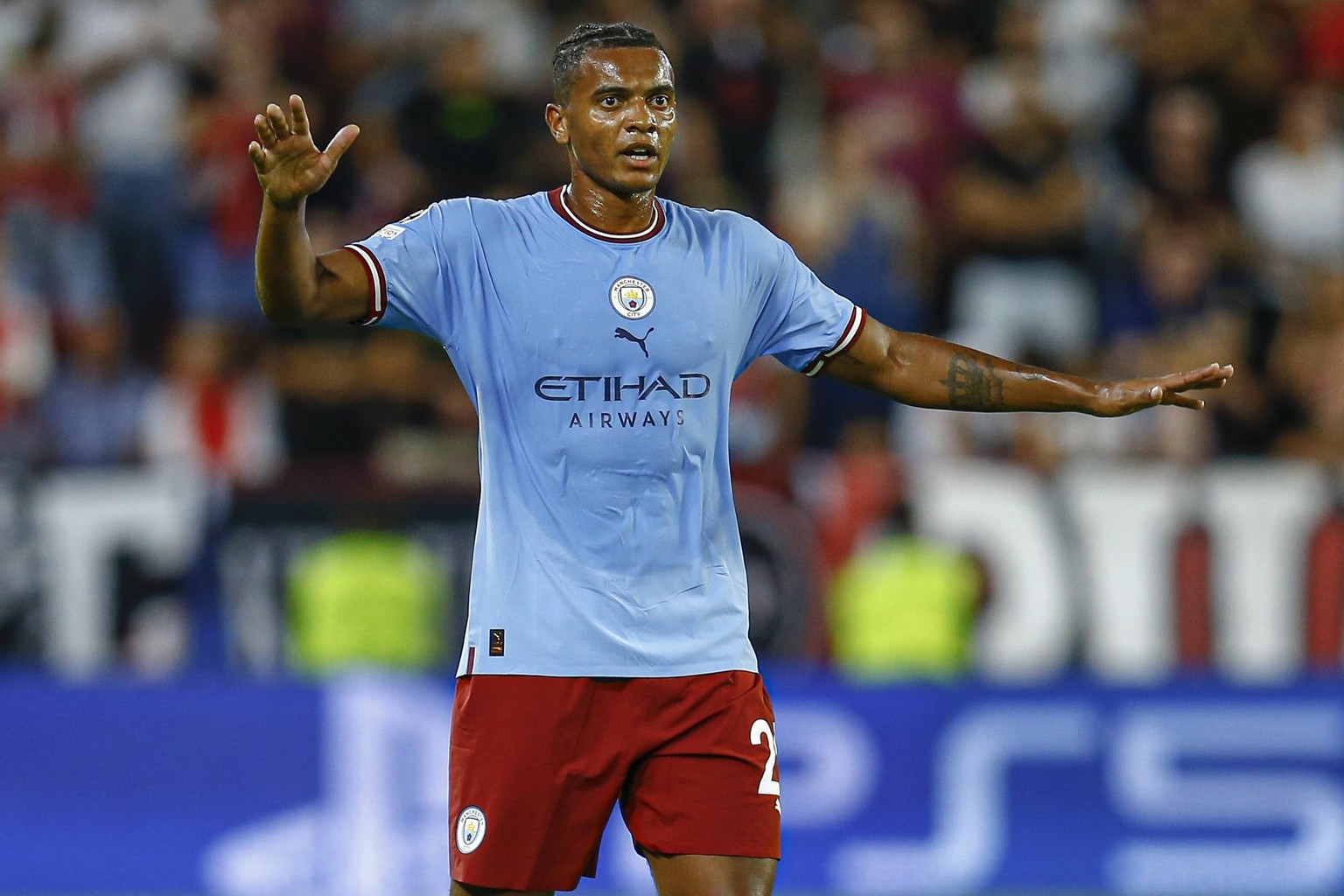 ESP: Sevilla FC-Manchester City. La Liga Santander Manuel Akanji of Manchester City during the UEFA Champions League Group G match between Sevilla FC and Manchester City played at Sanchez Pizjuan Stad ...