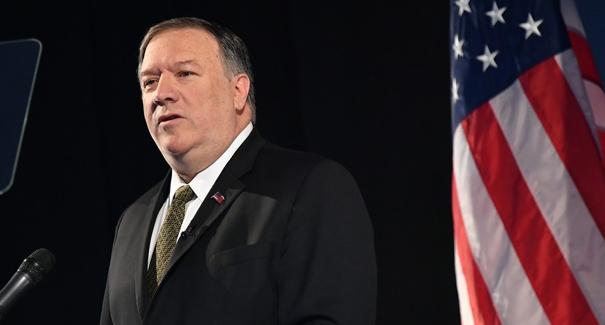 Secretary of State Mike Pompeo speaks on Arctic policy at the Lappi Areena in Rovaniemi, Finland, Monday, May 6, 2019. Pompeo is in Rovaniemi to attend the Arctic Council Ministerial Meeting. (Mandel  ...