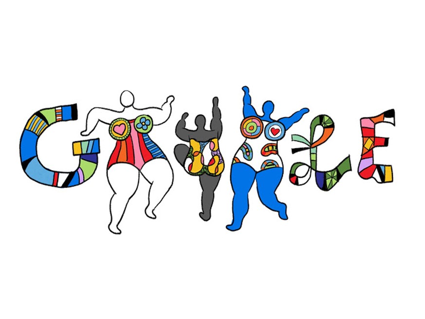 Bunte Figuren von Niki de Saint Phalle tanzen Google. Die Künstlerin wäre heute 84 Jahre alt geworden.&nbsp;