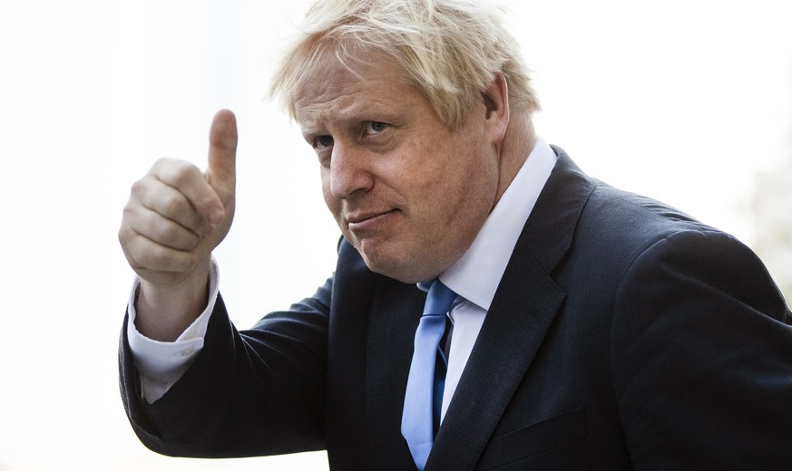 Britain&#039;s Prime Minister Boris Johnson gestures as he departs from Hudson Yards, in New York, Tuesday, Sept. 24, 2019. In a major blow to Johnson, Britain&#039;s highest court ruled Tuesday that  ...