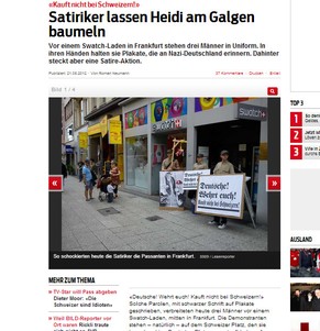 Déjà-vu:&nbsp;2012 sah «Blick» &nbsp;Heidi am Galgen (screenshot), der aktuelle Artikel heisst «Kauft nicht bei Schweizern».&nbsp;