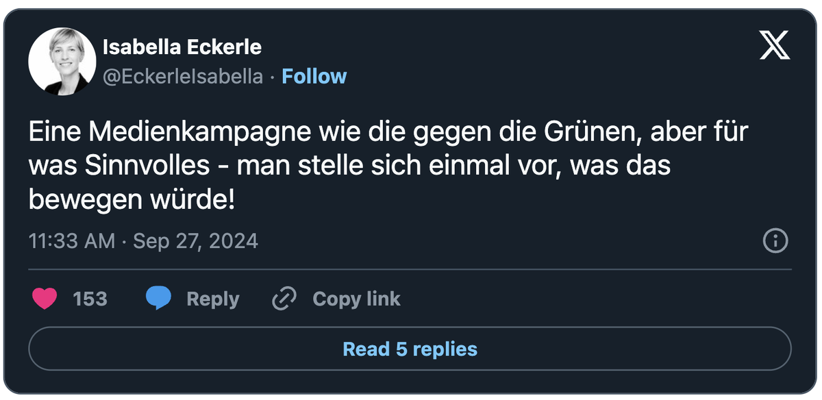 Tweet zu Hasskampagne gegen die Grünen