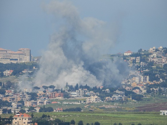 Israeli forces target Nabatieh province despite ceasefire agreement NABATIEH, LEBANON - MAY 2: Smoke rises from the town of Kafr Jouz in Nabatieh province as Israeli forces target the area, violating  ...