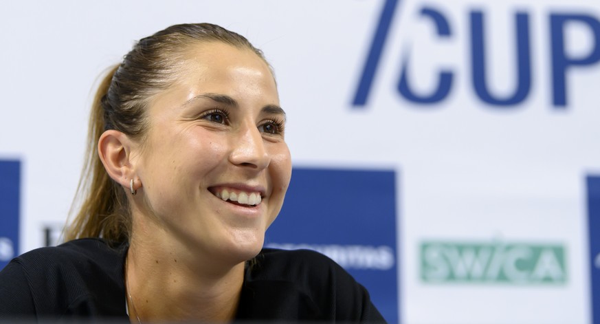 Belinda Bencic, Tennisspielerin, spricht waehrend einer Point de Presse, am Tennis Securitas Pro Cup, am Freitag, 24. Juli 2020, in der Swiss Tennis Arena in Biel. (KEYSTONE/Anthony Anex)