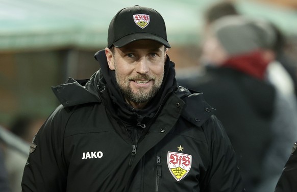 epa11820484 Head coach Sebastian Hoeness of Stuttgart looks on ahead of the German Bundesliga soccer match between FC Augsburg and VfB Stuttgart in Augsburg, Germany, 12 January 2025. EPA/RONALD WITTE ...