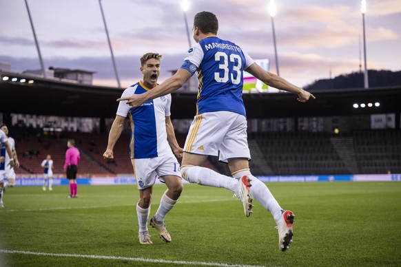 Grasshopper Georg Margreitter jubelt zum 1:1 Tor im Fussball Meisterschaftsspiel der Super League zwischen dem Grasshopper Club Zuerich und den BSC Young Boys im Letzigrund, am Sonntag, 20. Februar 20 ...