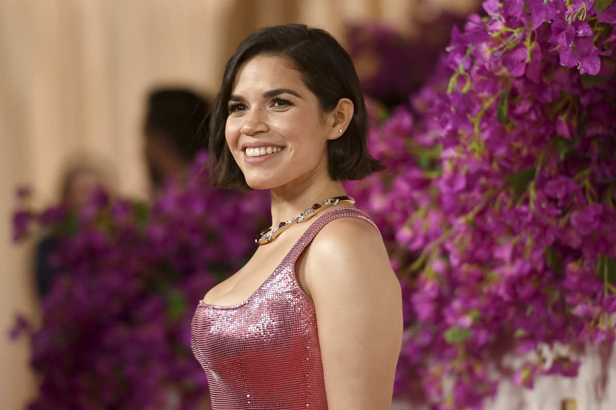 America Ferrera arrives at the Oscars on Sunday, March 10, 2024, at the Dolby Theatre in Los Angeles. (Photo by Richard Shotwell/Invision/AP)
America Ferrera