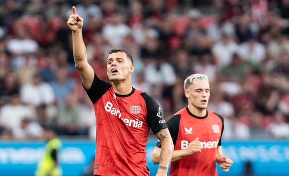 GER, 1. FBL Bayer 04 Leverkusen vs RB Leipzig / 31.08.2024, BayArena, Leverkusen, GER, 1. FBL Bayer 04 Leverkusen vs RB Leipzig Im Bild: Granit Xhaka Bayer 04 Leverkusen, 34 Gestik, Mimik, Emotionen * ...