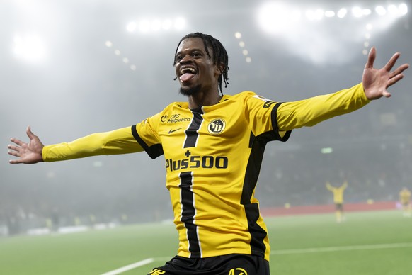 Alan Virginius (YB) jubelt nach ein Tor zum 3-1 im Fussball Meisterschaftsspiel der Super League zwischen BSC Young Boys, YB, und FC Basel 1893, FCB,, im Stadion Wankdorf in Bern, am Mittwoch, 30. Okt ...