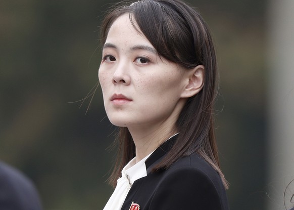 FILE - Kim Yo Jong, sister of North Korea&#039;s leader Kim Jong Un, attends a wreath-laying ceremony at Ho Chi Minh Mausoleum in Hanoi, Vietnam, on March 2, 2019. North Korea condemned on Friday, Jan ...