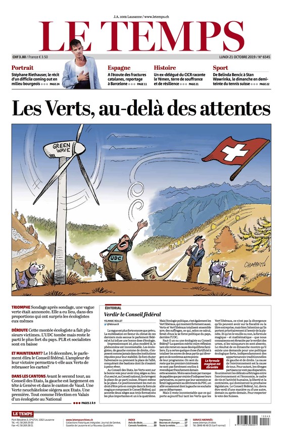 Le Temps Cover Wahlsonntag
