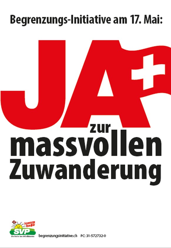 Ab dem 10. Februar ist die SVP mit diesem Plakat in der Schweiz präsent.