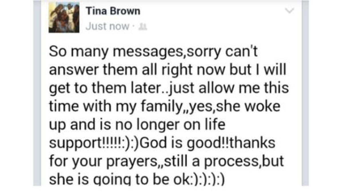 Bobbis Tante Tina Brown verwirrte mit diesem Post.