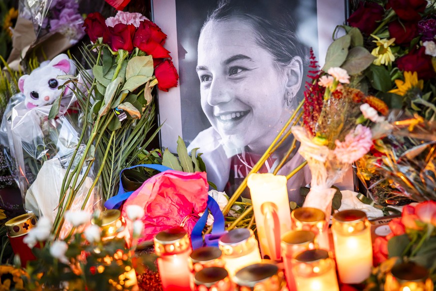 The makeshift memorial for Muriel Furrer from Switzerland, who died after a cycling crash during the 2024 UCI Road and Paracycling Road World Championships in Zurich, Switzerland, is seen on September ...