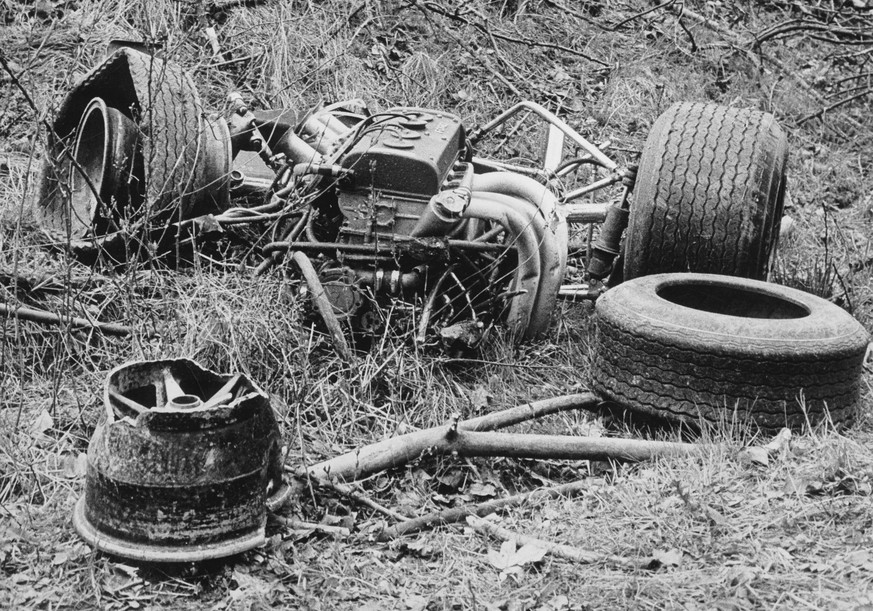 Die Überreste von Clarks Rennwagen.