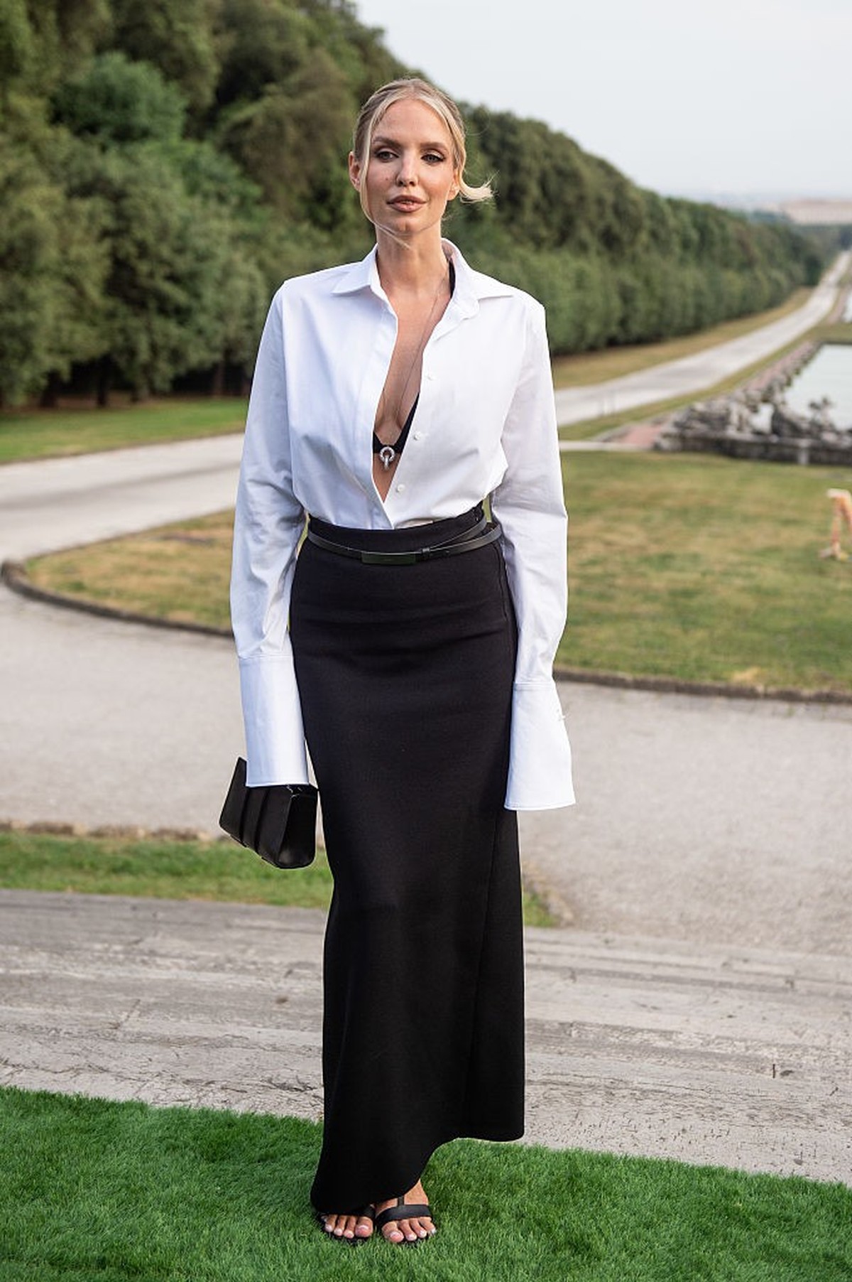 CASERTA, ITALY - JUNE 17: Leonie Hanne attends the Max Mara Cruise fashion show at Reggia Di Caserta on June 17, 2025 in Caserta, Italy. (Photo by Ivan Romano/Getty Images)