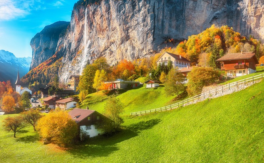 Herbst in der Schweiz Blattverfärbung Bäume Buche Birke Ahorn Lärche
