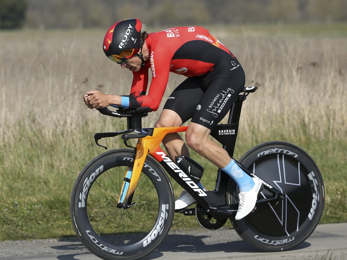 GIEN, FRANCE - MARCH 9: Heinrich Haussler of Austria and Team Bahrain Victorious during stage 3, an individual time trial (ITT, contre la montre) of 14,4km from Gien to Gien, during the 78th Paris-Nic ...