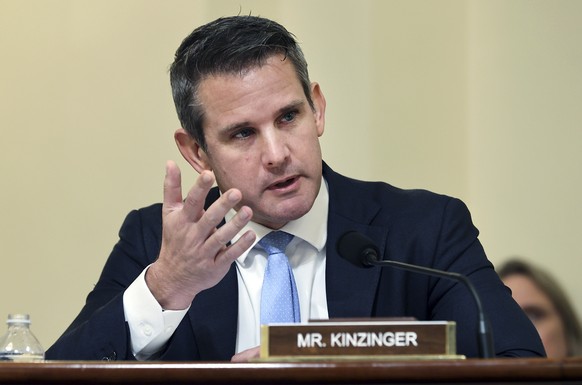 Rep. Adam Kinzinger, R-Ill., speaks before the House select committee hearing on the Jan. 6 attack on Capitol Hill in Washington, Tuesday, July 27, 2021. (Chip Somodevilla/Pool via AP)