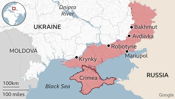 Ukraine Karte und russisch besetzte Gebiete im Überblick