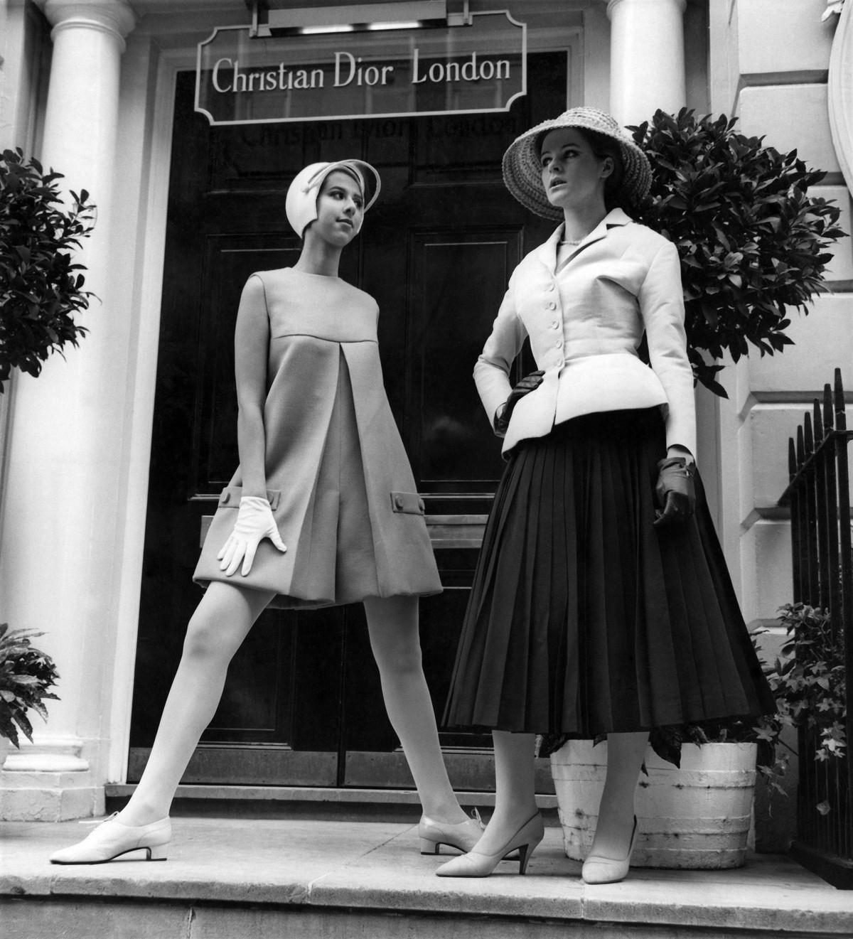 About eighteen inches in fact. Cynics who have been wondering where it's all leading to have their answer in this picture. In a word. Upwards. On the right is an original 1947 Dior outfit - known ...