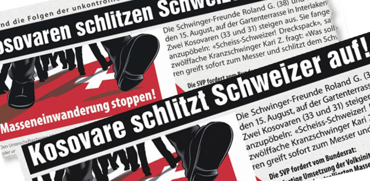 Das SVP-Inserat in der ersten (oben) und der entschärften zweiten Version.