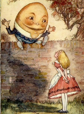 Humpty Dumpty erklärt Alice seine Vorstellung von Semantik.&nbsp;