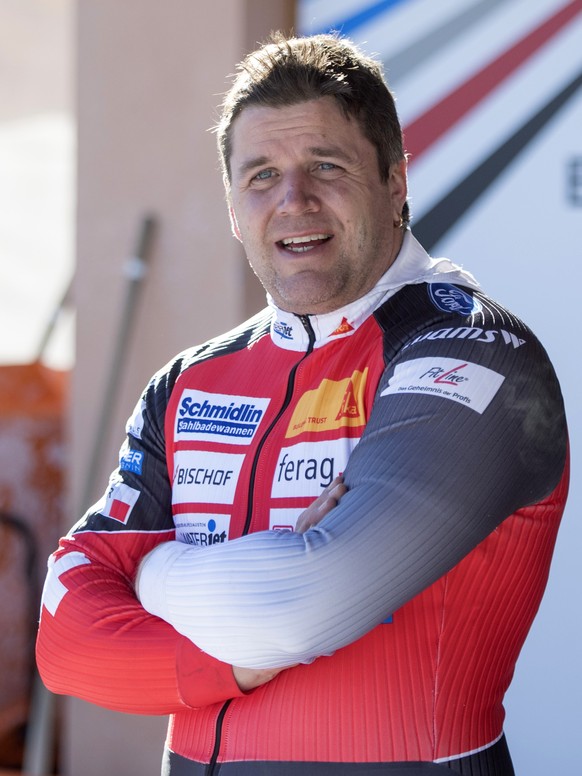 Beat Hefti from Switzerland during the Men four-men Bobsled World Cup in St. Moritz, Switzerland, on Sunday, January 22, 2017. (KEYSTONE/Urs Flueeler)