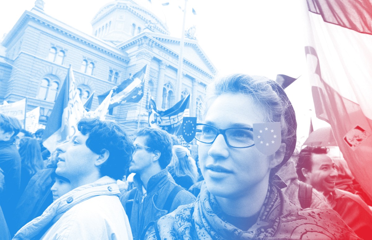 Jetzt erst recht: Zwei Wochen nach dem EWR-Nein demonstrieren 6000 Menschen auf dem Bundesplatz für Verhandlungen um einen EU-Beitritt.