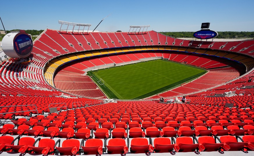 A general view of Arrowhead Stadium as it is rebranded as Kansas City Stadium, Monday, May 11, 2026, ahead of the 2026 FIFA World Cup soccer matches in Kansas City, Mo. (AP Photo/Charlie Riedel)
WCup  ...