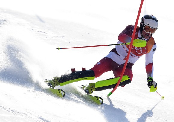 epa06551693 Daniel Yule of Switzerland in action during the Men&#039;s Slalom first run at the Yongpyong Alpine Centre during the PyeongChang 2018 Olympic Games, South Korea, 22 February 2018. EPA/VAS ...