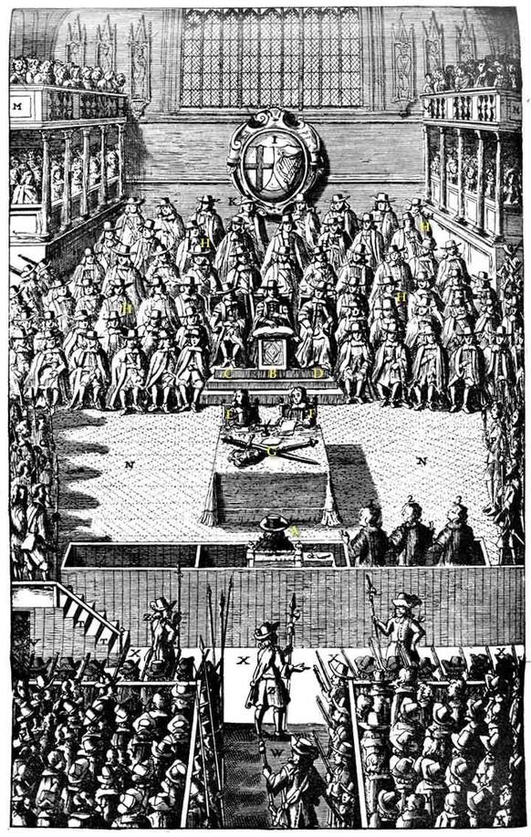 Der Prozess gegen Karl I. am 4. Januar 1649.