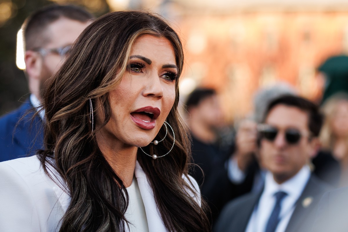 epa11862236 US Secretary of Homeland Security Kristi Noem and US President Trump's border czar Tom Homan (not pictured) speak to reporters in front of the West Wing of the White House in Washingt ...