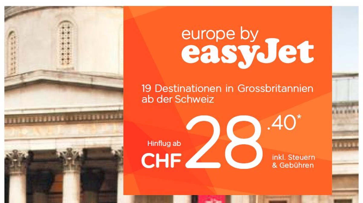 Irreführende Information: Easyjet-Inserat in der Pendlerzeitung «20 Minuten».
