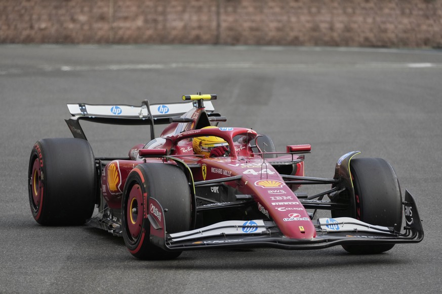 Ferrari driver Lewis Hamilton of Britain in action during the second practice for the Azerbaijan Formula One Grand Prix in Baku, Azerbaijan, Friday, Sept. 19, 2025. (AP Photo/Darko Bandic)
Azerbaijan  ...