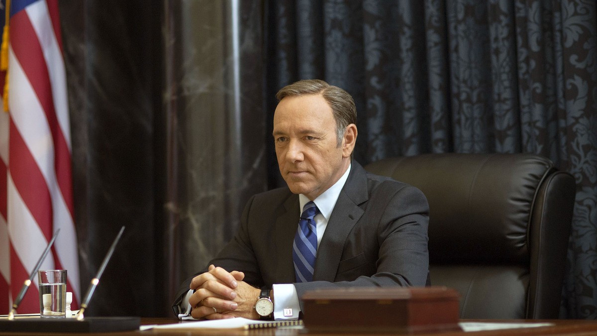 This image released by Netflix shows Kevin Spacey as Francis Underwood in a scene from "House of Cards." The second season of the popular original series premieres on Friday, Feb. 14, 2014 o ...